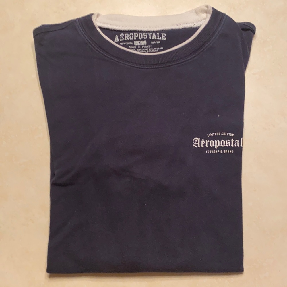 Navy & white long sleeve shirt